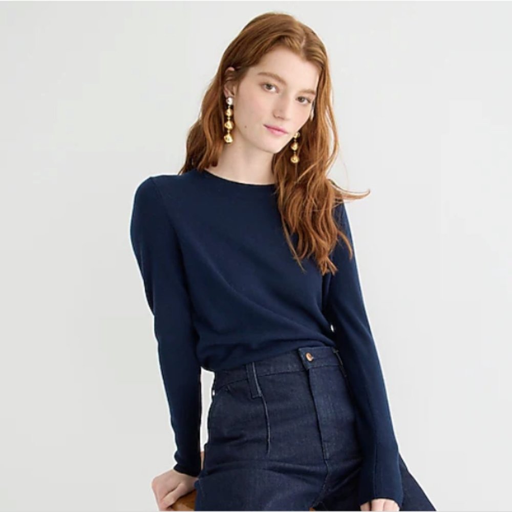 Navy Jcrew Cashmere crewneck sweater